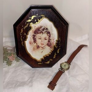 3/75$ Home Wall Mounted and table top Vintage Octogonal dark brown picture frame